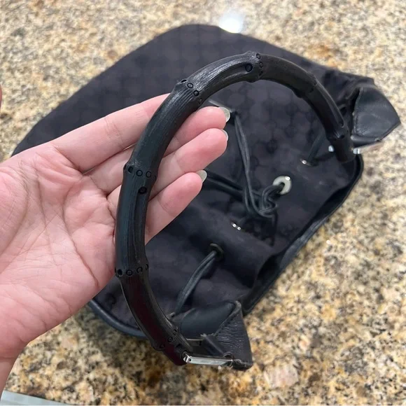 Vintage Gucci | Bamboo GG Black Monogram Shoulder Bag - Picture 6 of 16